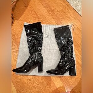 Aquatalia Women's Glossy Black Heeled Boots